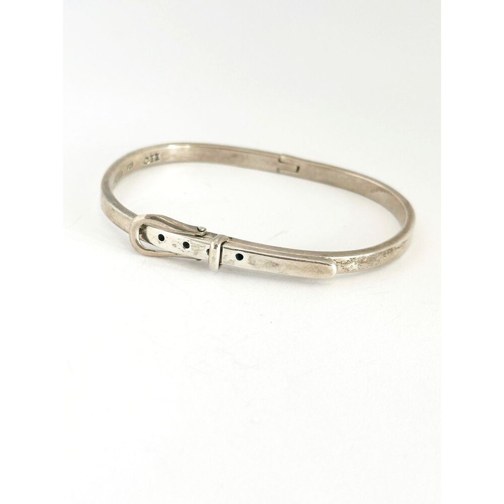 Vintage Mexican 925 Sterling Silver Belt Buckle Bangle Bracelet CII